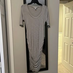 Striped cotton maternity dress